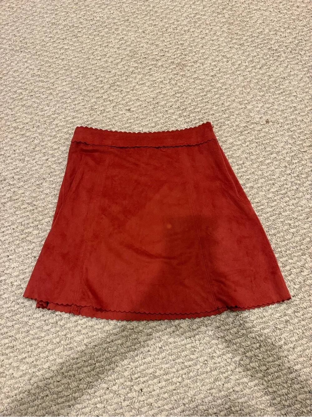 Altar'd State Red Scalloped Hem Skater Skirt